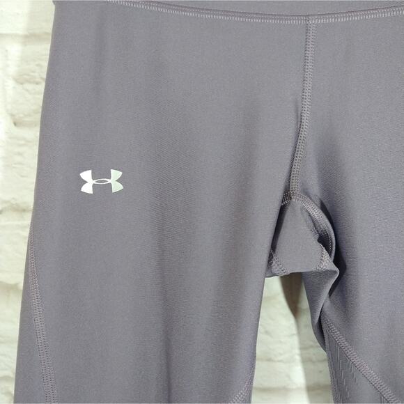 R Under Armour UA HeatGear Compression Purple Yoga Workout Cropped Leggings S - Picture 3 of 8